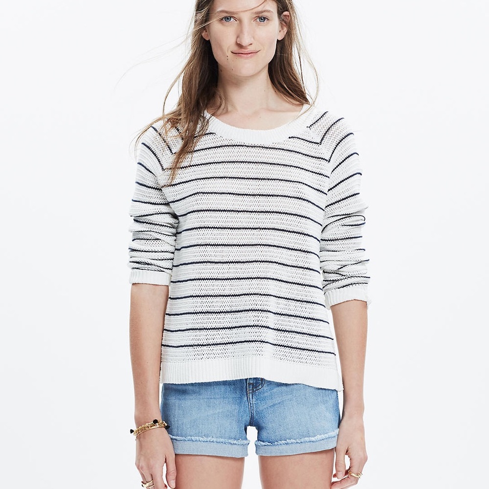 Madewell Dockline Pullover Sweater in Mariner Stripe